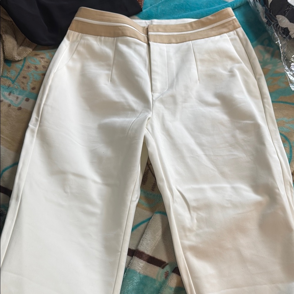 Men's White and Tan Pants